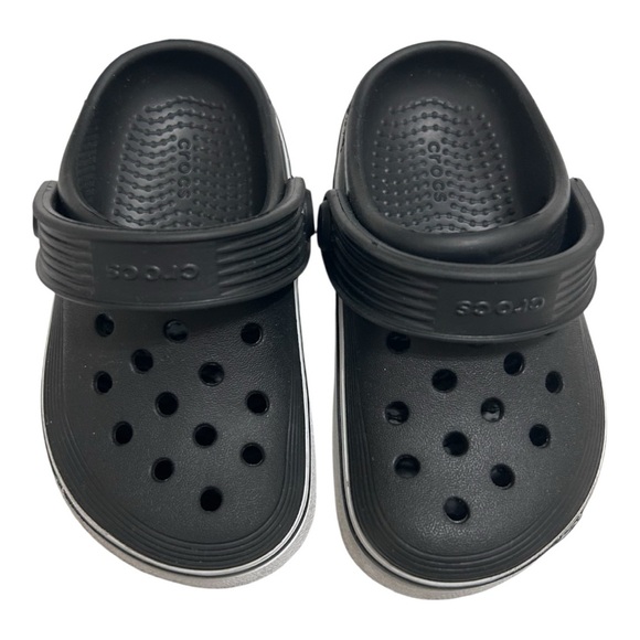 CROCS Black and White Slippers with Platform Design - Picture 3 of 5